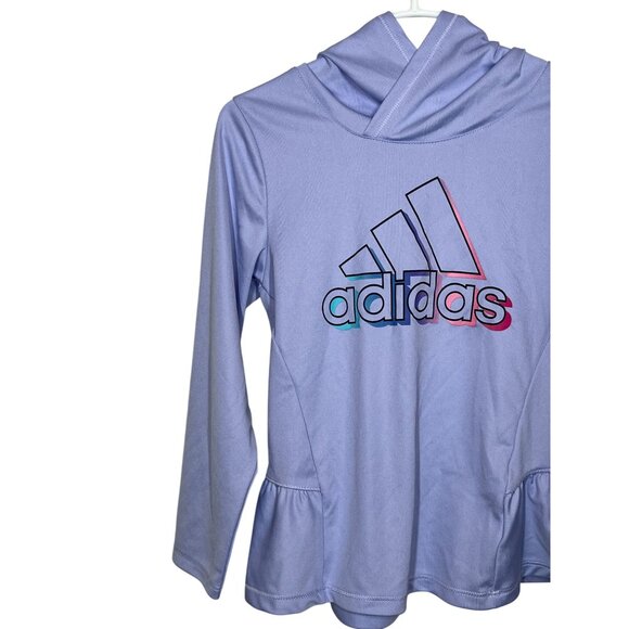 Adidas Girls Purple Logo Hoodie Peplum Active Top Size 4 - Picture 5 of 11